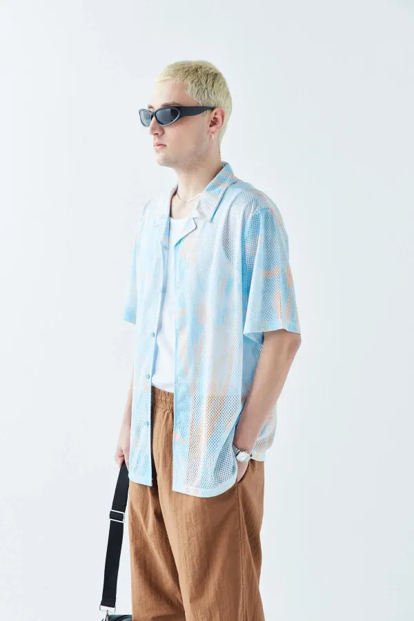 Patterned Corduroy Oversize Shirt Pattern-6