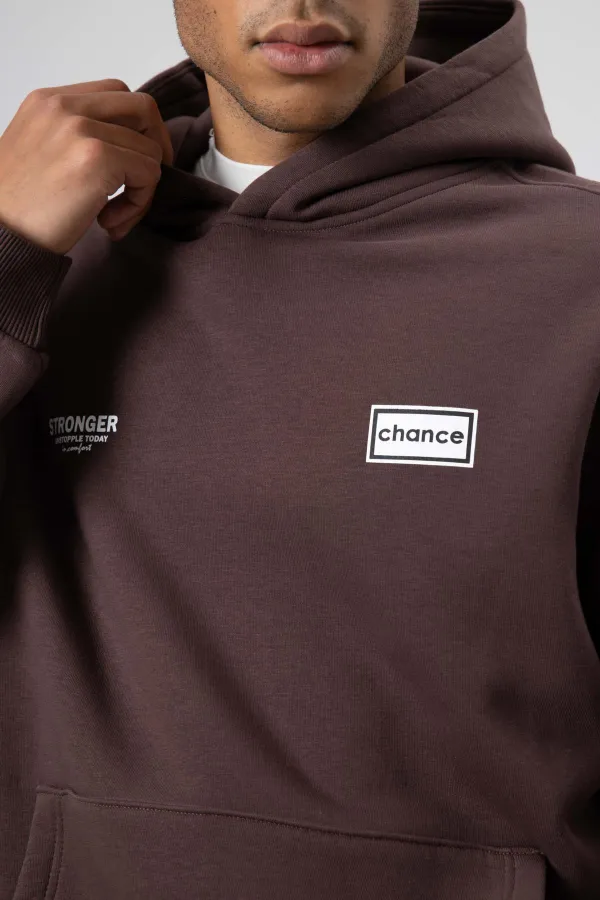 Sweat-shirt oversize imprimé au dos, couleur café