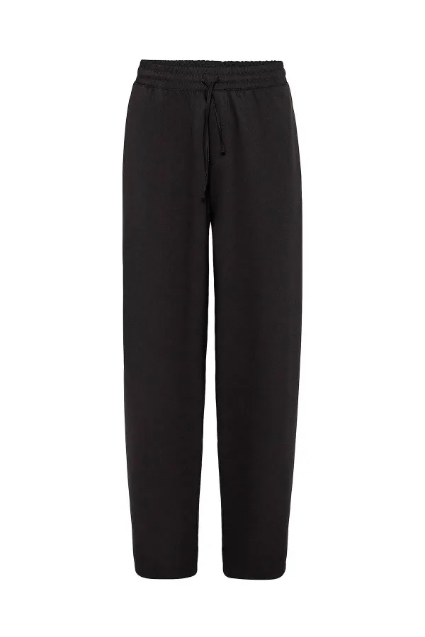 Black Baggy Pants with Elastic Waistband