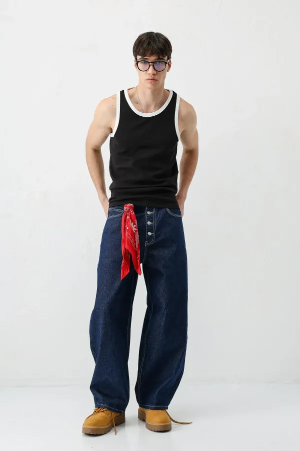 Oversize Askılı Tişört Siyah