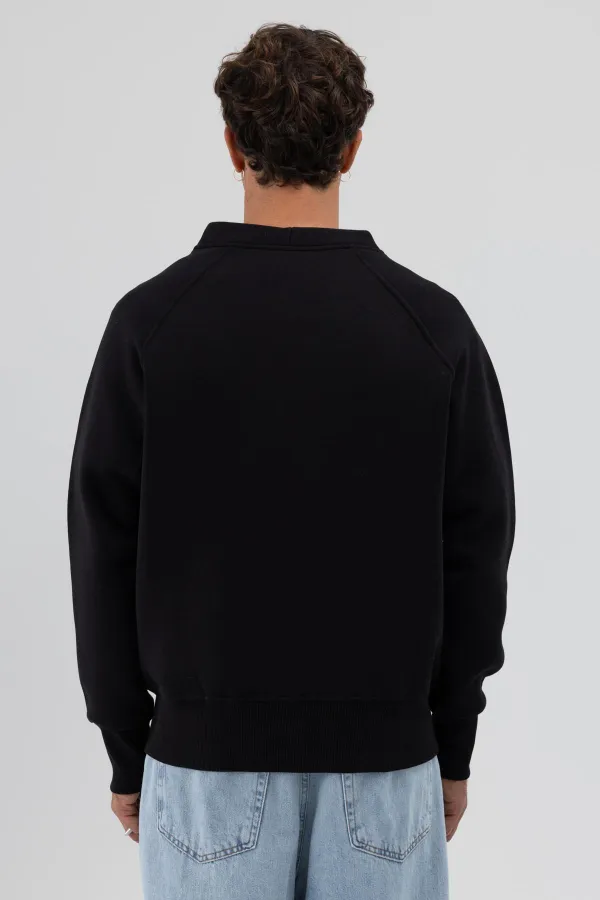 Sweat-shirt oversize à boutons noir