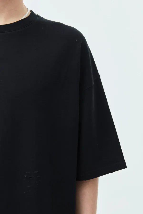 Delik Detaylı Oversize Eşofman Takım Siyah