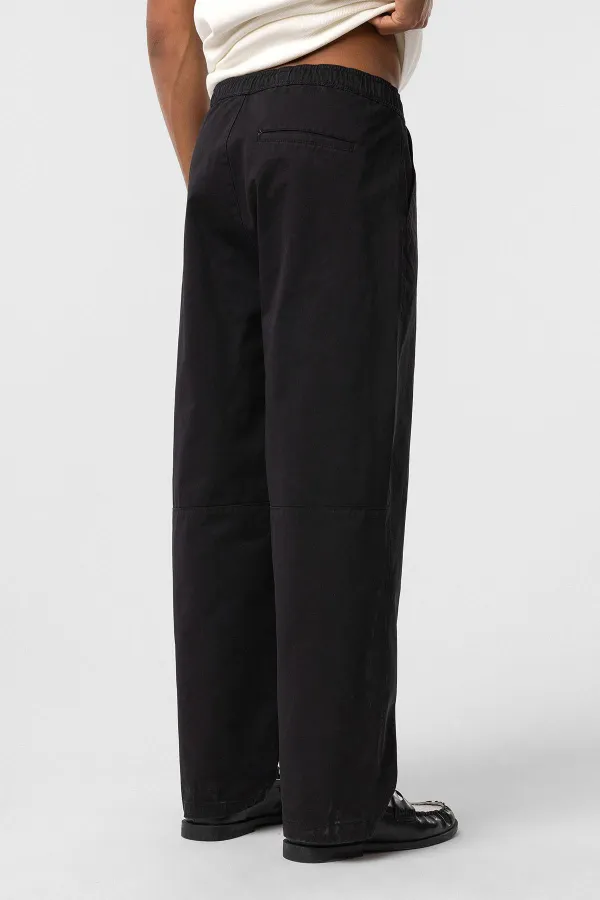 Yıkamalı Gabardin Baggy Pantolon Siyah