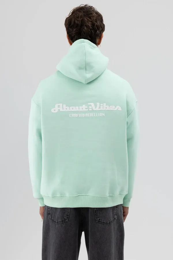 Sweat-shirt à capuche oversize imprimé menthe