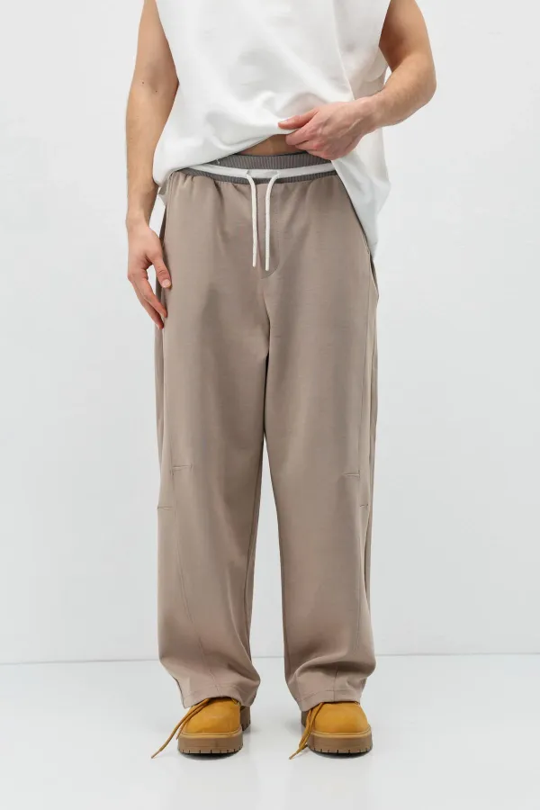 Bağcıklı Baggy Fit Eşofman Alt Vizon