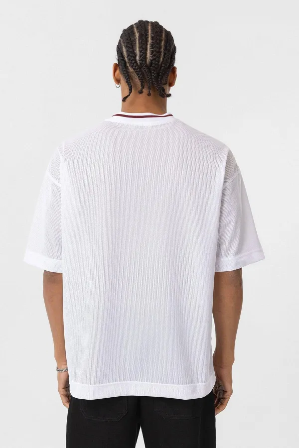 Oversize V-Neck Jersey T-Shirt White