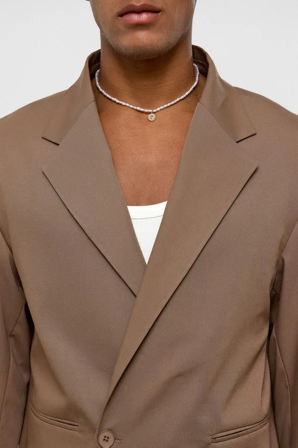 Tek Düğme Oversize Takım Elbise Vizon