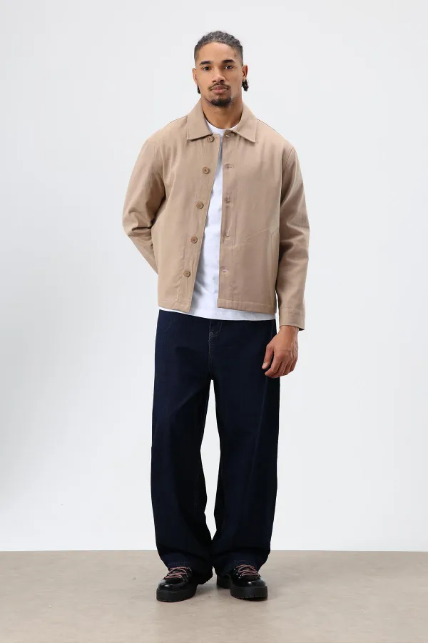 Boxy Fit Gabardin Ceket Vizon