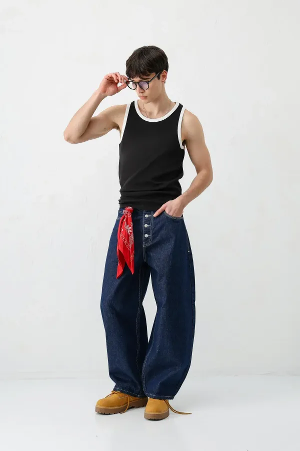 Oversize Askılı Tişört Siyah