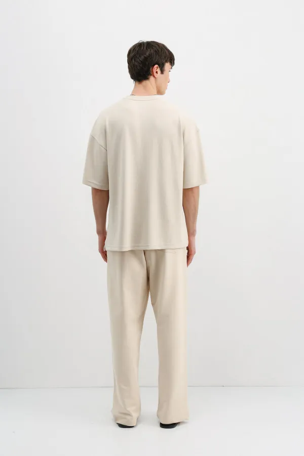 Modal Karışımlı Oversize Tişört Taş