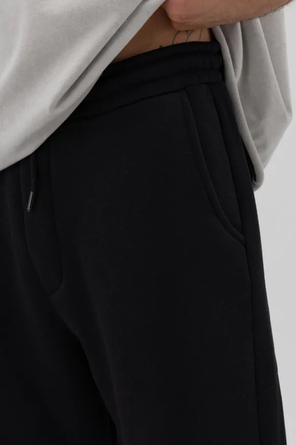 Basic Sweatpants with Elasticated Cuffs, Black