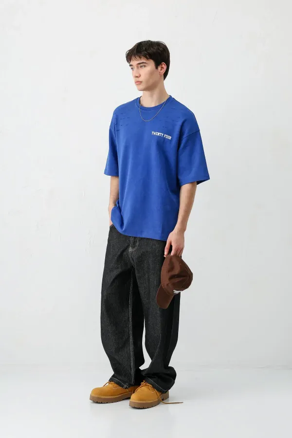 T-shirt oversize imprimé (bleu marine)