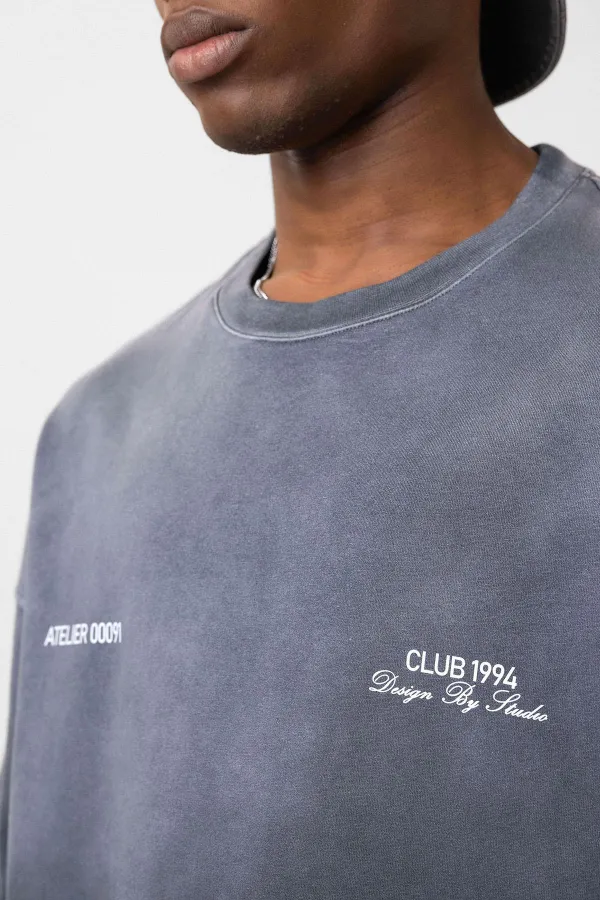 Yıkamalı Oversize Tişört Siyah