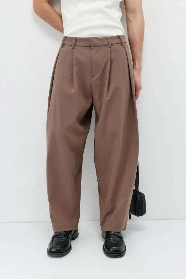 Barrel Fit Tailored Pantolon Vizon