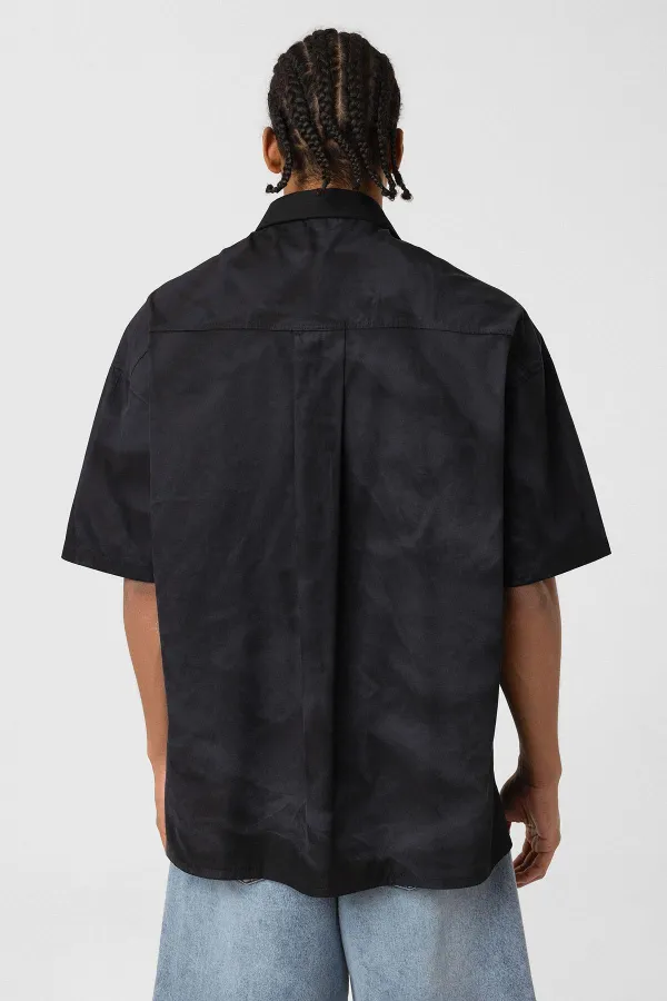 Chemise oversize en popeline délavée noire
