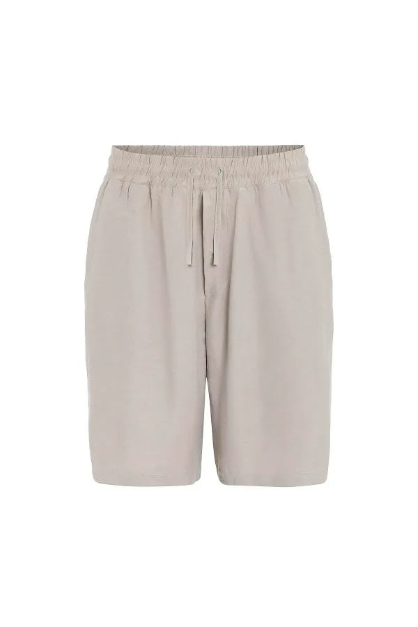 Oversize Modal Kumaş Bermuda Şort Bej