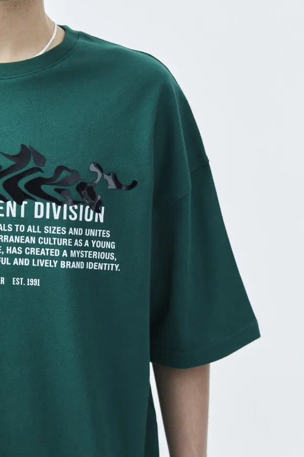 T-shirt oversize à imprimé en relief Atelier, bleu marine