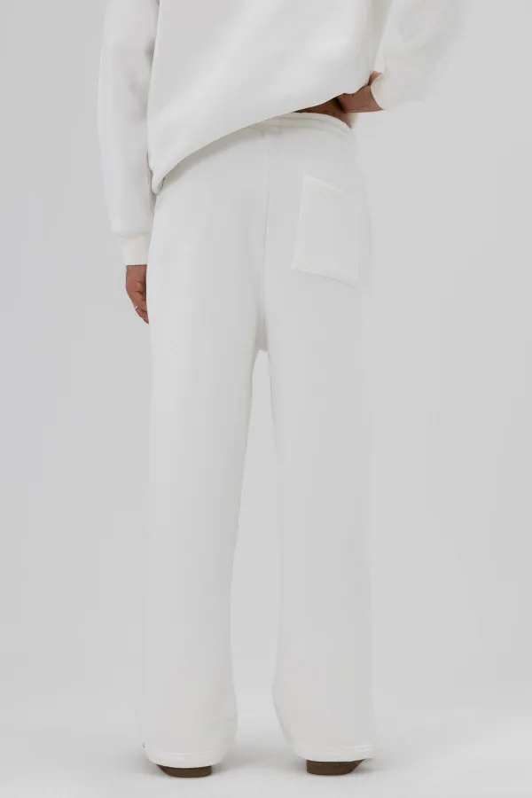 Basic Baggy Sweatpants Bottoms, Ecru