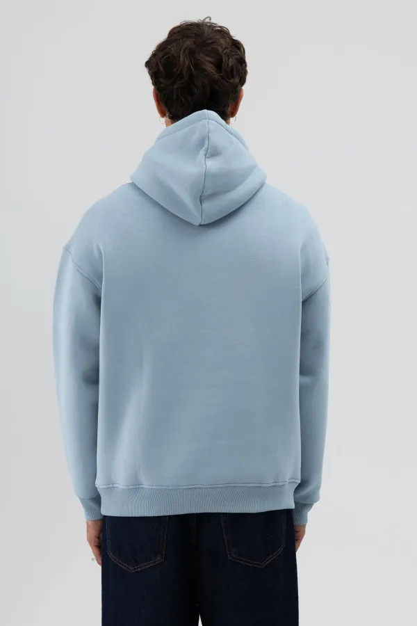 Sweat à capuche oversize basique bleu foncé