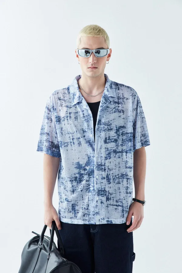 Patterned Corduroy Oversize Shirt Pattern-2