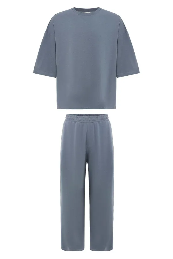 Süper Oversize Takım Füme