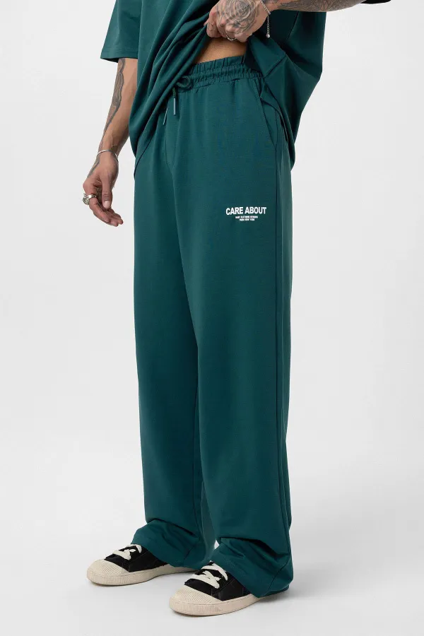 Care About Printed Oversize Tracksuit Set - Black Petrol