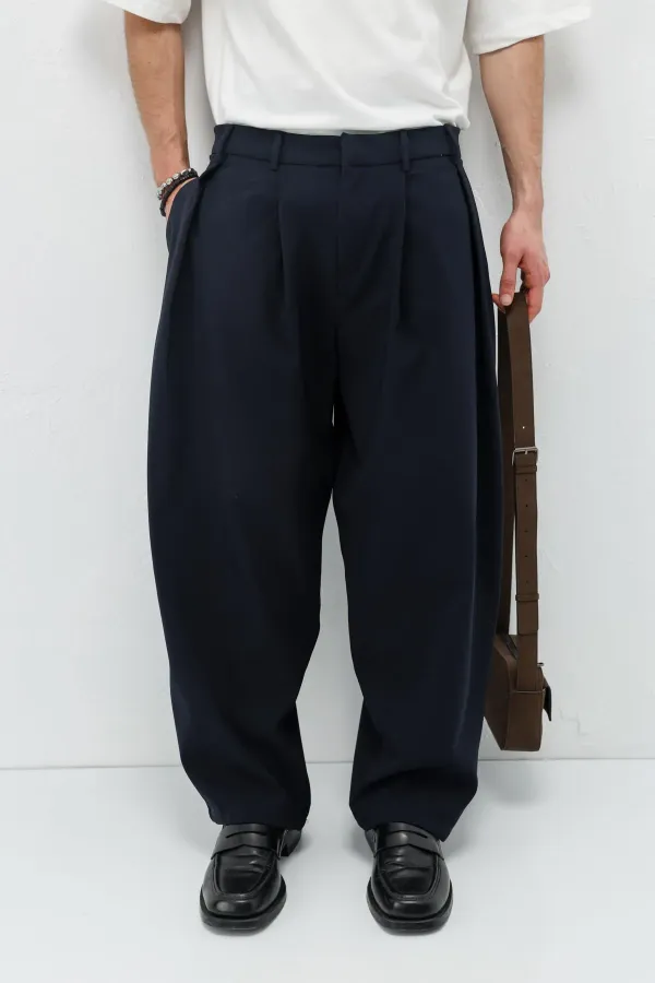 Barrel Fit Tailored Pantolon Lacivert