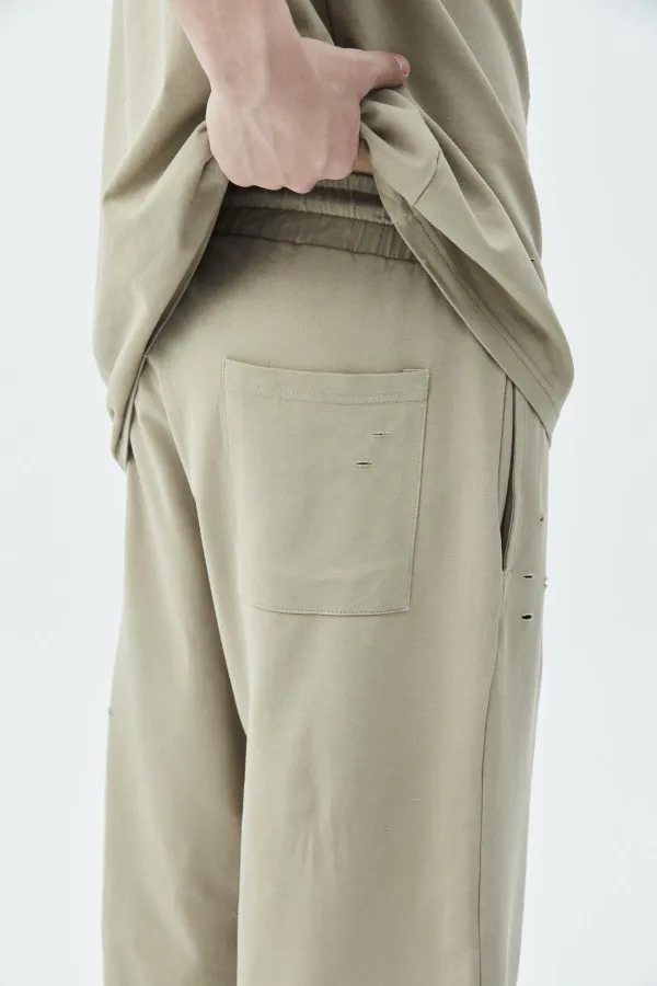 Delik Detaylı Oversize Eşofman Takım Vizon