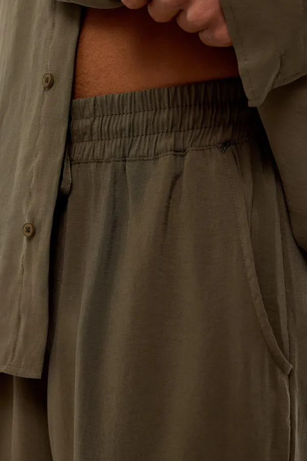 Baggy Fit Modal Kumaş Pantolon Haki