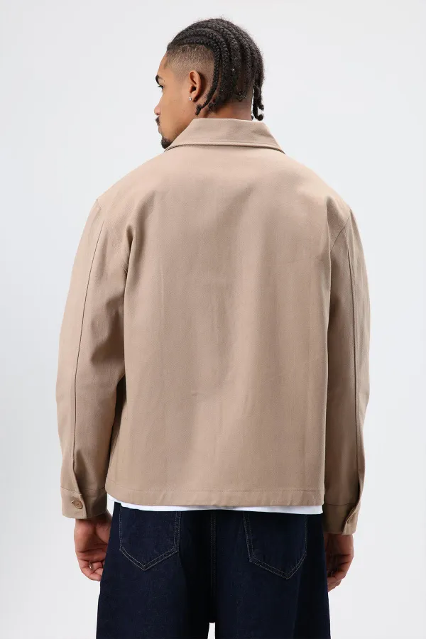 Boxy Fit Gabardin Ceket Vizon