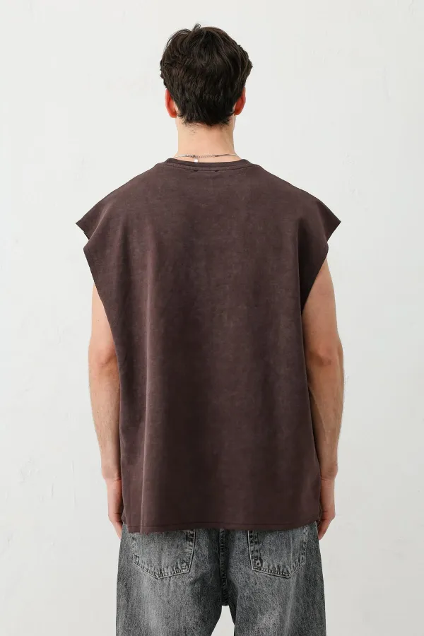 T-shirt basique sans manches café