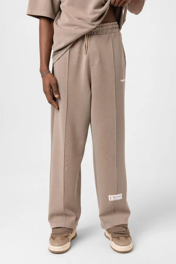 Label Detailed Oversize Modal Fabric Tracksuit Set Mink