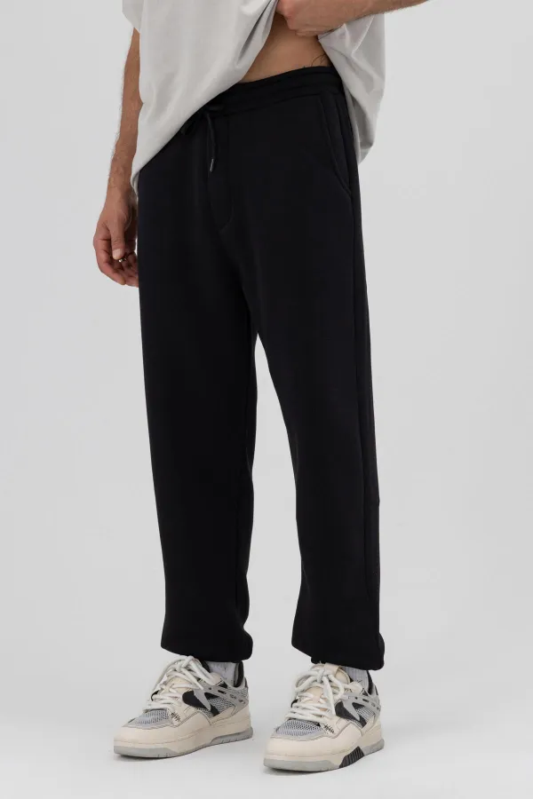 Basic Sweatpants with Elasticated Cuffs, Black