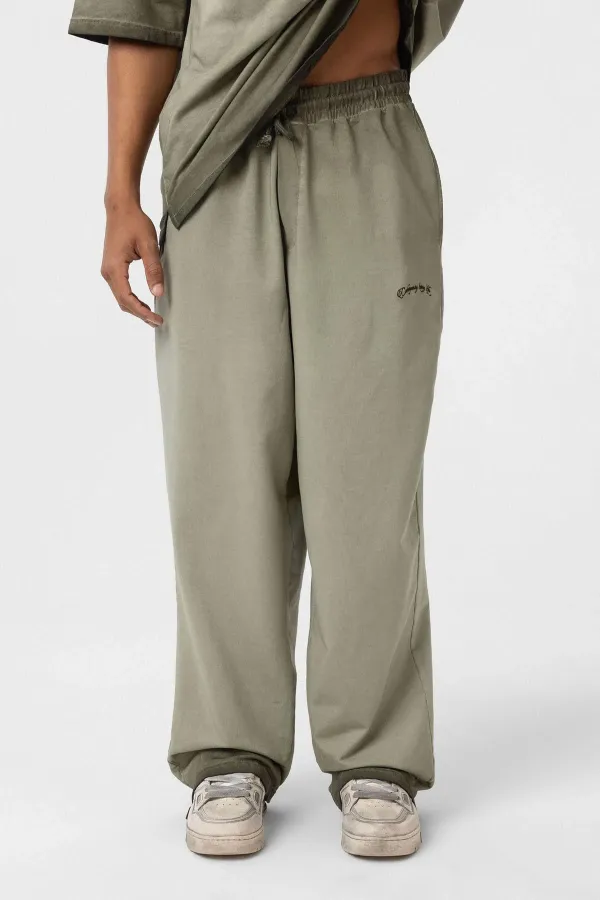 Yıkamalı Oversize Eşofman Takım Açık Haki