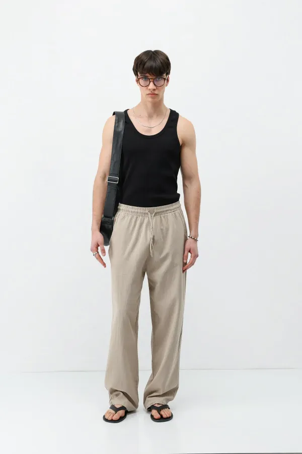 Pantalon ample en lin avec taille élastique (Pierre)