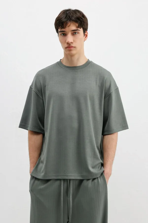 Corduroy Oversize T-Shirt Khaki