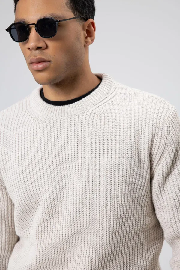 Bisiklet Yaka Oversize Triko Kazak Taş