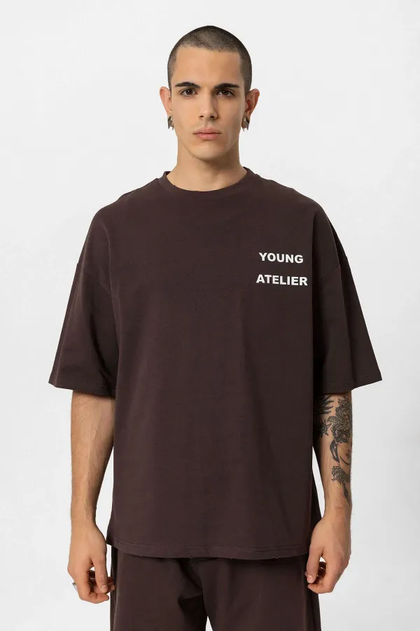 Ensemble short imprimé Young Atelier couleur café