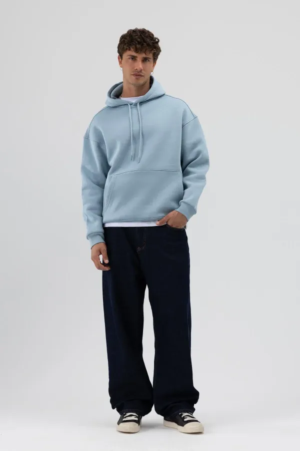 Sweat à capuche oversize basique bleu foncé