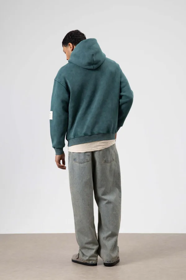 Card Detail Washed Oversize Sweatshirt, Navy Blue