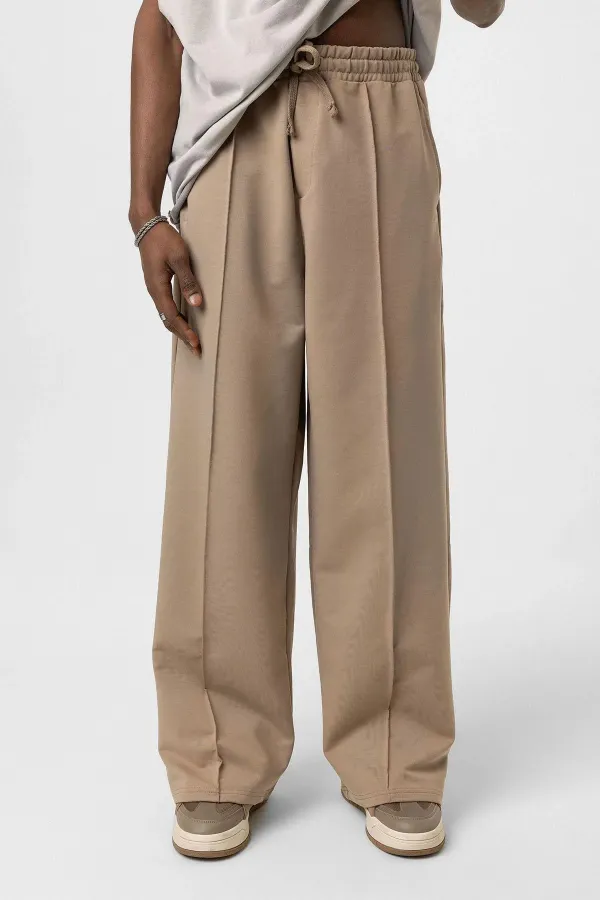 Oversize Sweatpants with Stitching Detail, Mink Color