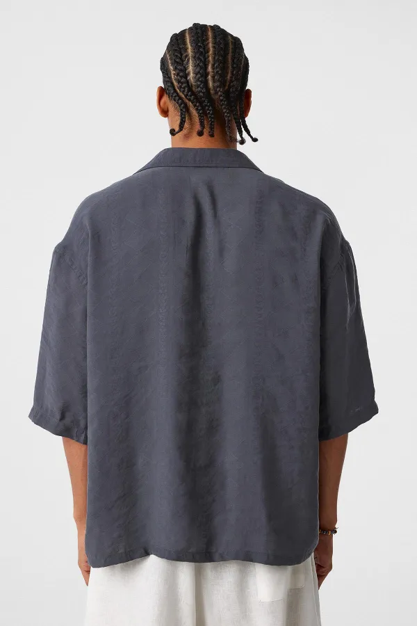 Oversize Short Sleeve Modal Fabric Shirt Anthracite