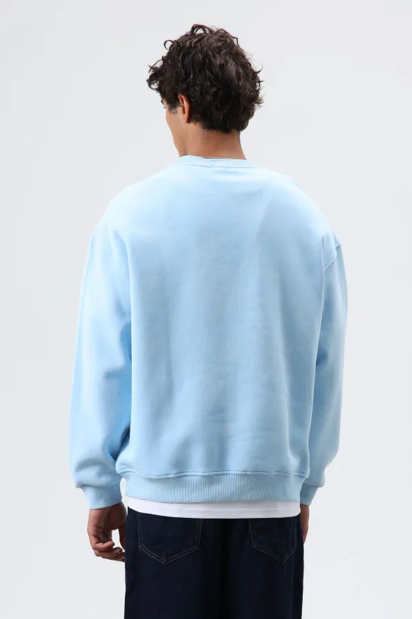 Sweat-shirt basique oversize délavé turquoise