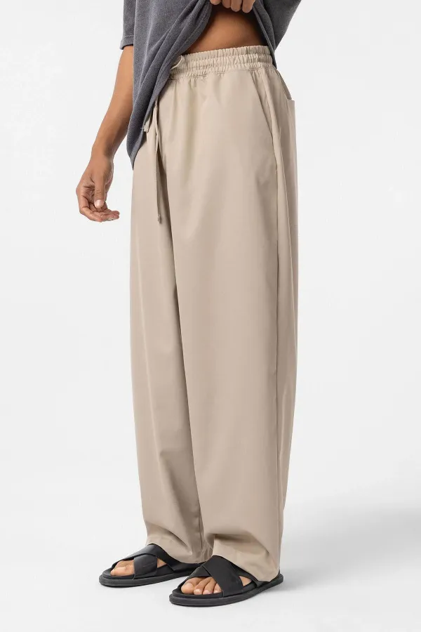 Pantalon ample à taille élastique couleur