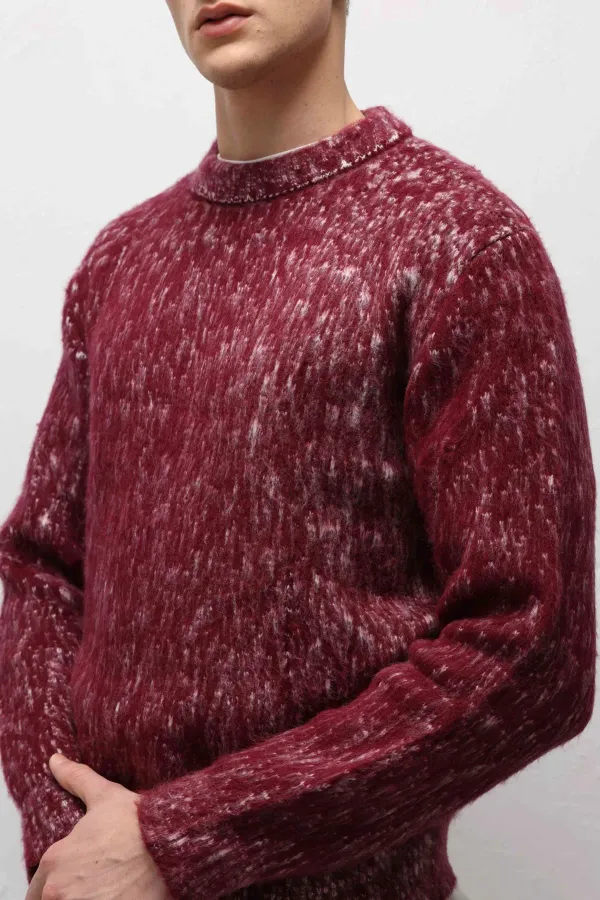 Soft Textured Oversize Knit Sweater Burgundy