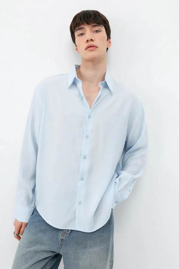 Modal Fabric Oversize Shirt, Baby Blue