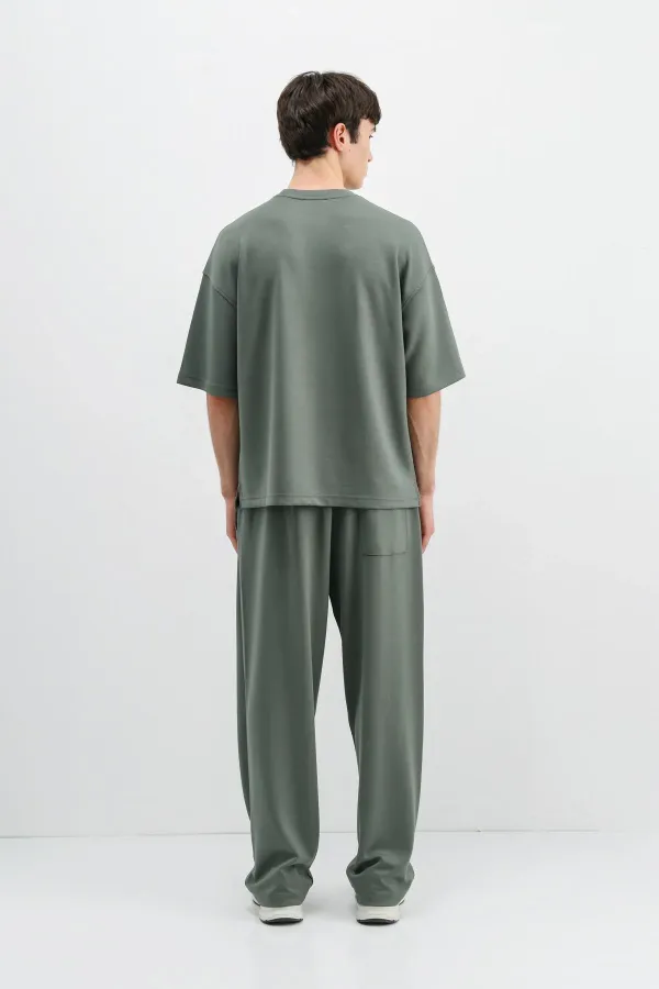 Modal Karışımlı Oversize Tişört Haki