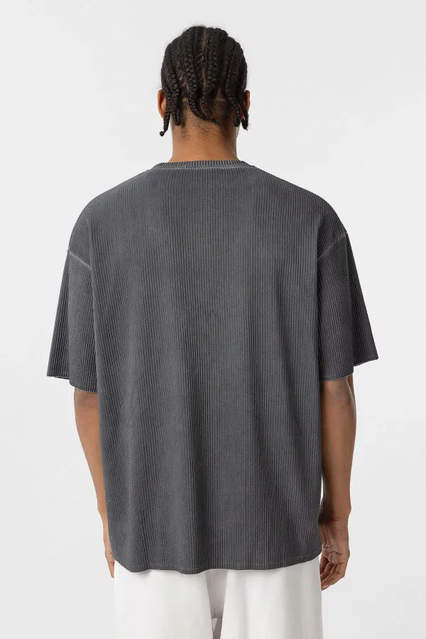 T-shirt noir oversize basique ottoman délavé