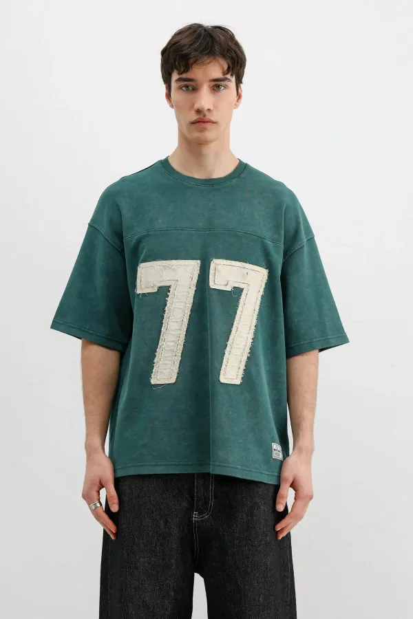 Numara Baskılı Oversize Tişört Nefti