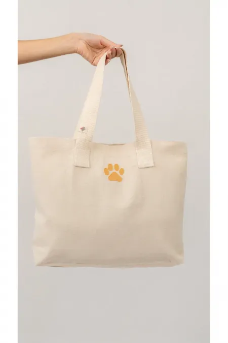 Sac fourre-tout en tissu brodé de pattes